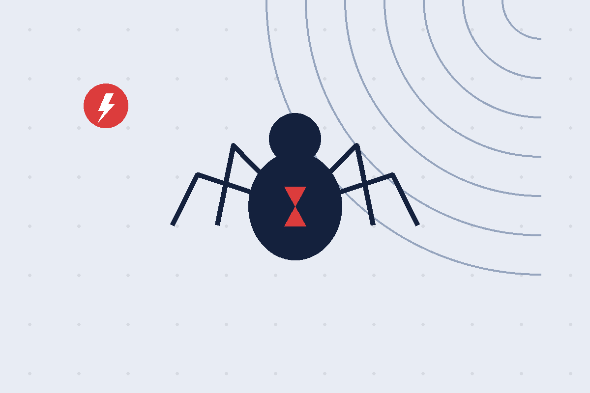 Black widow spider pest control illustration showing the red hourglass marking