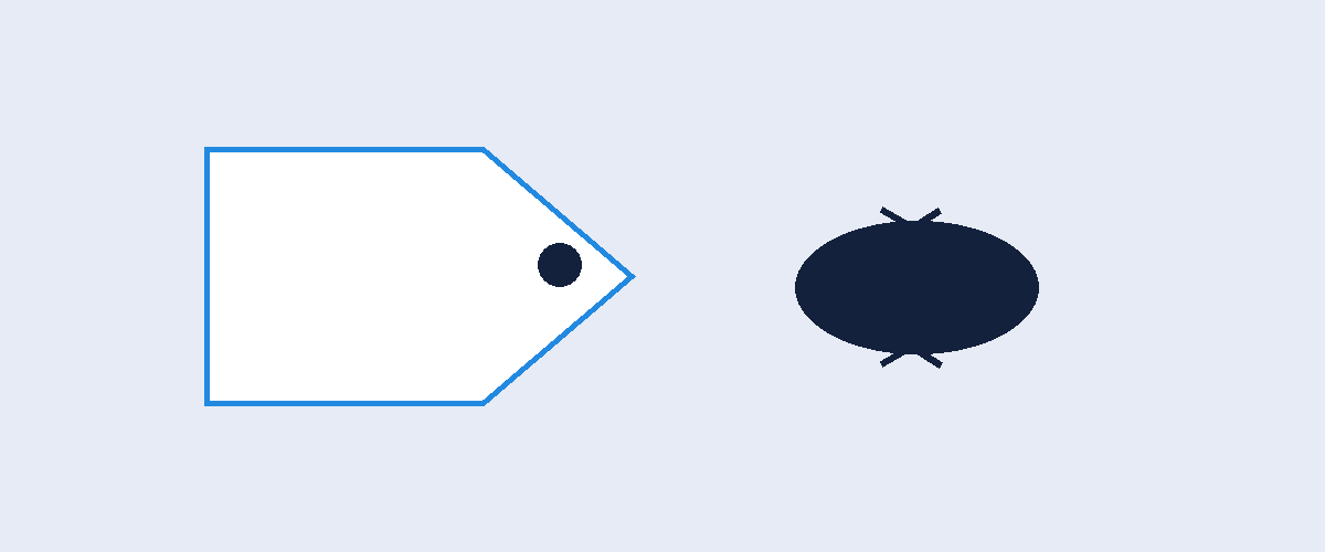 Illustration of a price tag next to a cockroach silhouette showing pest control cost for roaches