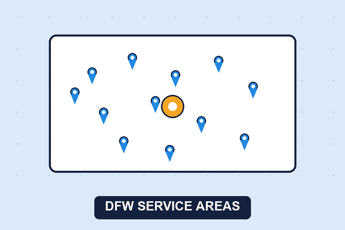 Pest Control Service Areas Across DFW map illustration