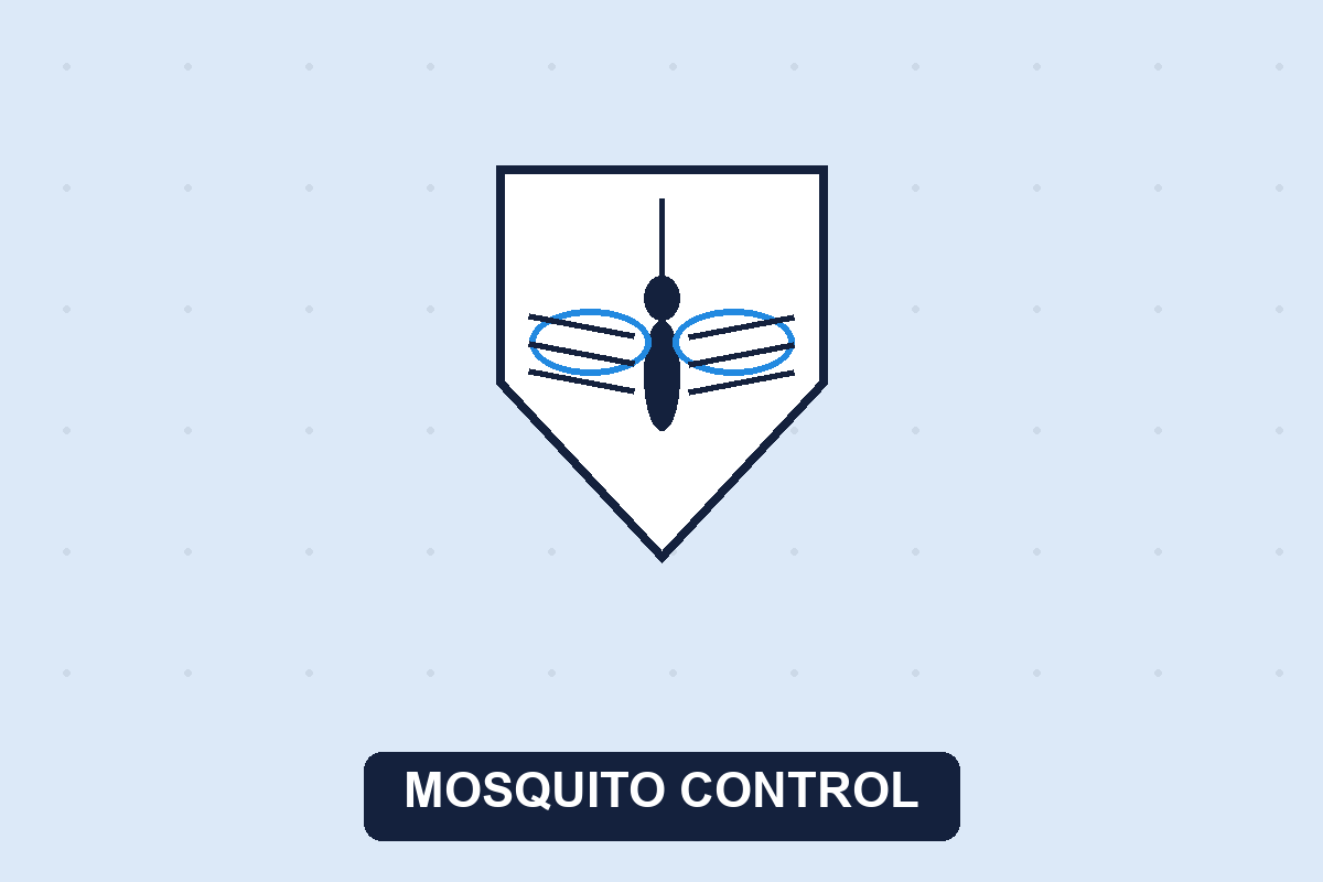 Mosquito control Dallas TX illustration of a mosquito on a protective shield