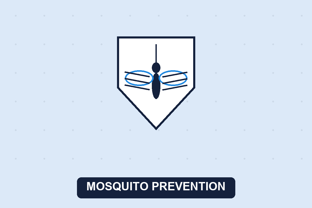 Mosquito prevention tips illustration of a mosquito and shield