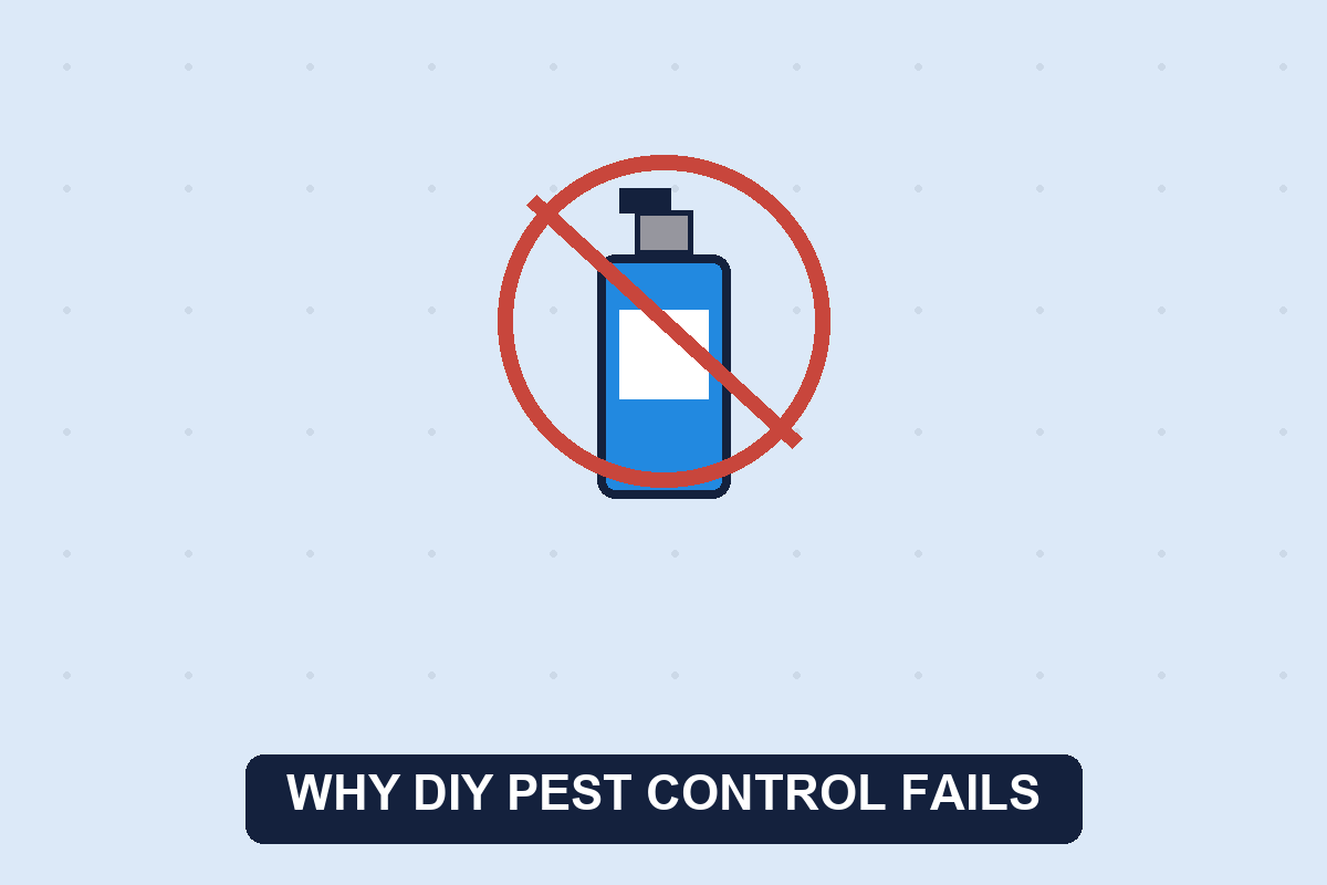 Why DIY pest control fails illustration of a crossed-out spray can