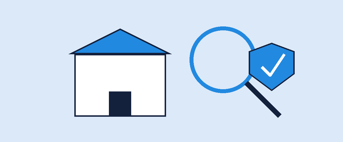 Illustration of a house being inspected with a magnifying glass and a verified shield icon explaining what is pest control
